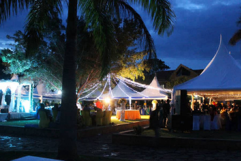 Evening reception under tents